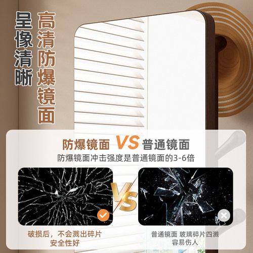 实木全身镜落地镜家用卧室可旋转移动试衣镜子带挂衣架一体穿衣镜 - 图2