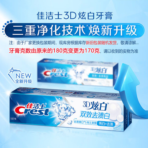 佳洁士牙膏3d炫白双效牙膏套装去牙渍口气清新家用家庭促销正品 - 图2