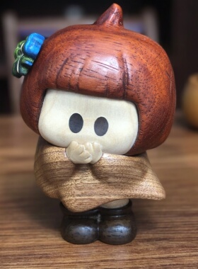 实木手工可爱卡通木雕摆件
