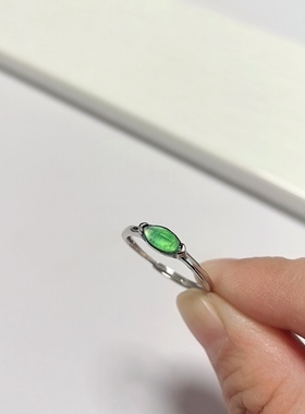 G19# S925通体纯银可调节开口戒托 翡翠戒指4.5*7.5mm