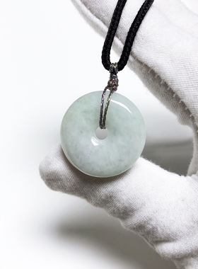 D177# 天然翡翠平安扣吊坠 锁骨链 25*6mm