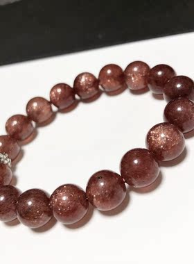 S1502# 天然老矿料鸽血红猫眼草莓晶手链10mm