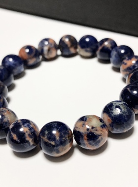 S151# 天然老矿料蓝纹石爆裂纹橘彩星球手链11mm