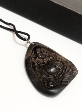 D486# 越南芽庄水沉沉香 挂件 天然老料沉香 弥勒佛吊坠 毛衣链