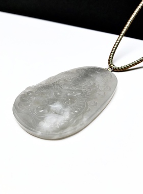 D719# 天然和田玉龙牌吊坠54.3*36.8*7.5mm