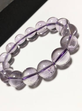 S140# 天然巴西紫水晶手链 近玻璃体 带天然云母片 12.8mm 配证书