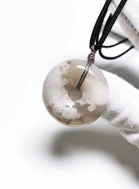 D7# 天然樱花玛瑙平安扣吊坠29.5*11.5mm