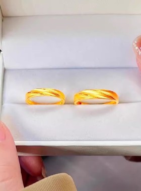 莫比乌斯环黄金包银情侣戒指