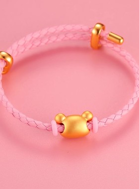 香港雪禧轻松熊手链女时尚轻奢金包银轻松无忧转运珠手串送女友