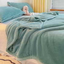 Winter Double-sided Thickened Coral Milk Fluff Blanket Warm Linen Man Sofa Small Quilt Flannel Nap Cover Blanket