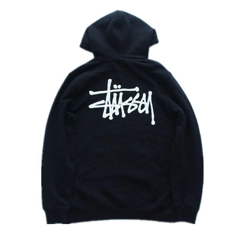 阿伦777 Stussy Basic Hoodie美版基础款Logo无C套头卫衣情侣帽衫