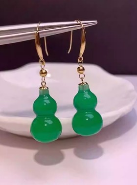 18K金羊脂白玉珠宝挂件葫芦吊坠