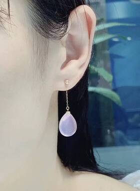 18k金天然芙蓉石粉水晶项坠