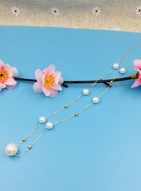 18K金天然珍珠项链女气质简约满天星锁骨链坠隐形项链调节礼物