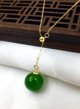 18K金天然和田玉推拉项链