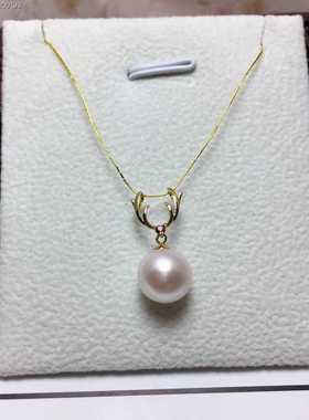 18k金天然珍珠一路有你项链坠
