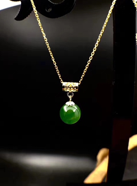 天然金镶玉翡翠挂件项链坠