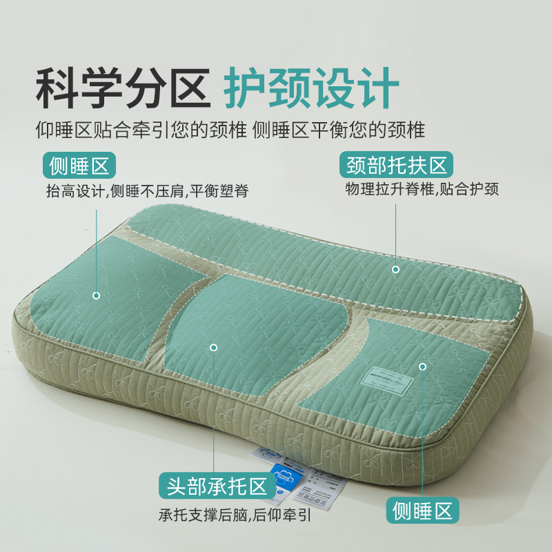 全荞麦皮壳枕头助睡眠护颈椎专用硬枕不塌陷颈椎枕芯一对家用分区-图1