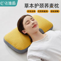 Full buckwheat leather shell pillow cervical spondylosis special care cervical spine sleep men whole head pillow inner for a pair of adults