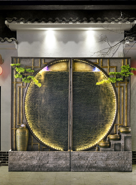 室内落地假山喷泉加湿器流水屏风