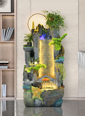 客厅高山流水装饰造景摆件假山