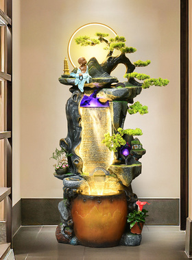 中式禅意假山田园流水喷泉景观