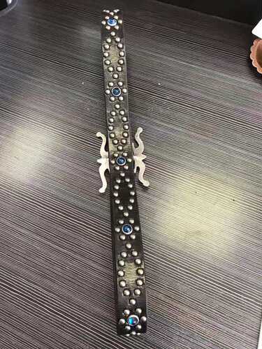 RRL新款皮带男复古黑色打钉铆钉皮带 八爪纯铜镀银皮带扣带宽33mm - 图1