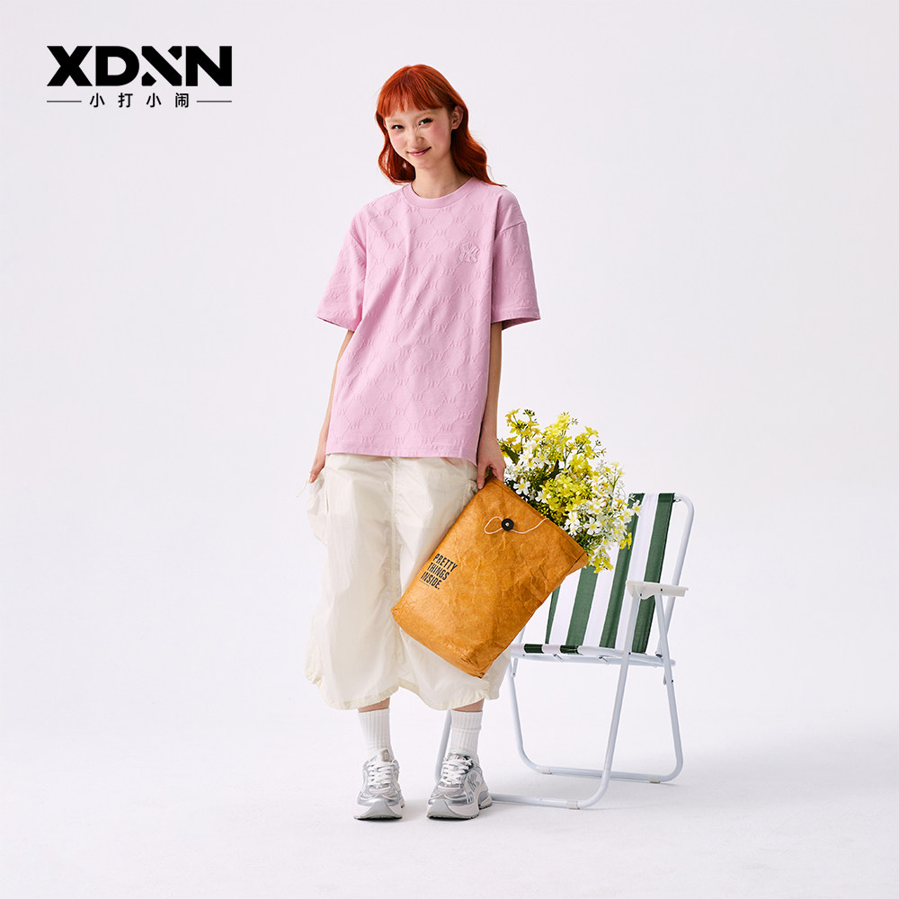 MLB 25秋季官方张凌赫同款短袖男钻石老花宽松半袖透气女T恤TSM01,淘宝优惠券,粉丝福利购,淘宝优惠卷