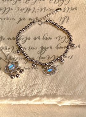 温柔铃铛月光石平安锁项链手链