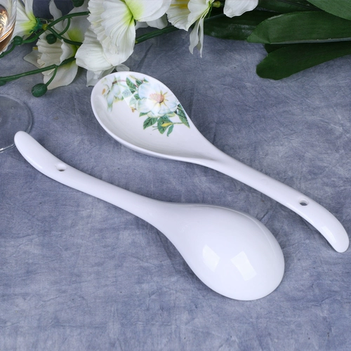 Специальное предложение 2 ложки 9,9 керамика Jingdezhen длинная ручка с большой ложкой настойка рисовой ложки ложки ложки ложки домашней микроволновой посуды
