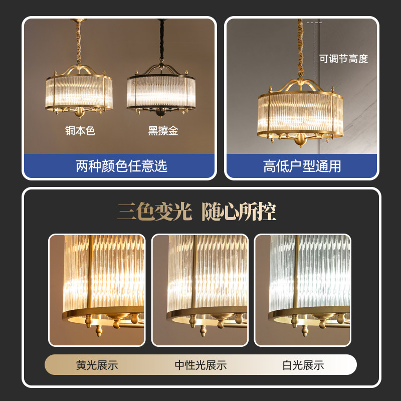 世冠设计感餐厅灯吊灯轻奢全铜美式铜灯入户花园高档家用设计师款_虎窝淘