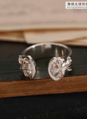 泰国饰品纯银朋克风开口戒指