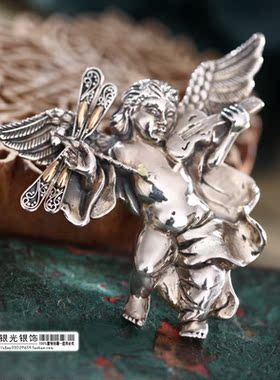 【舞银光◎泰国进口】925银★维也纳 乐童  部分18K玫瑰金 吊坠