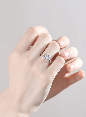 莫桑石戒指女一克拉六爪送女友