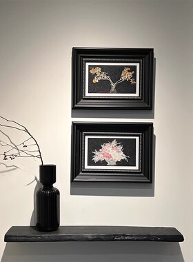 现代简约豹纹花朵相框装饰画