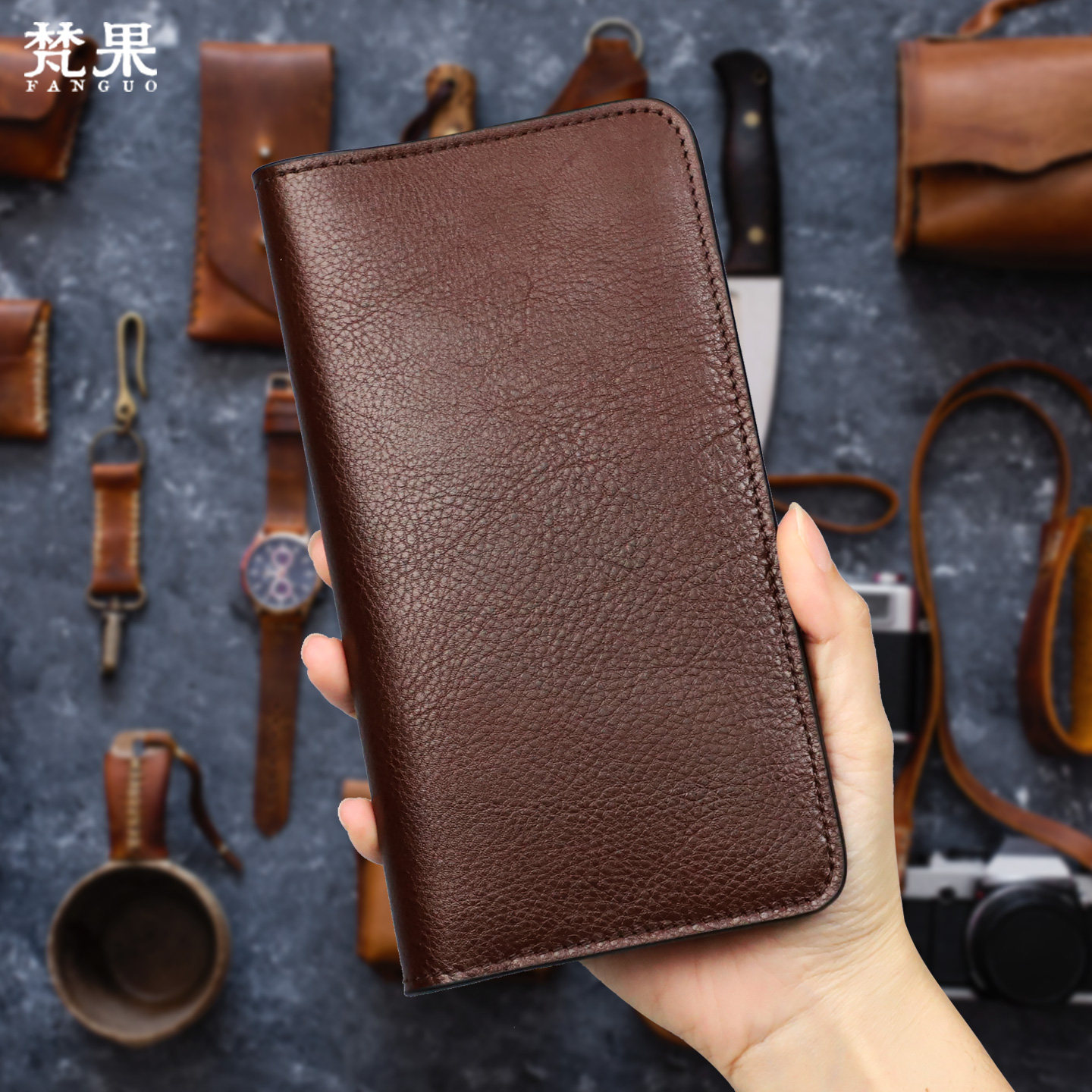 植鞣牛皮简约双手机收纳包超轻薄手拿包便携袋真皮防摔皮套保护套,淘宝优惠券,粉丝福利购,淘宝优惠卷