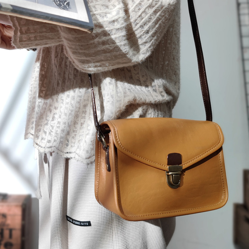 真皮斜跨复古小方包女士头层植鞣牛皮手机包小众单肩包百搭小包潮,淘宝优惠券,粉丝福利购,淘宝优惠卷