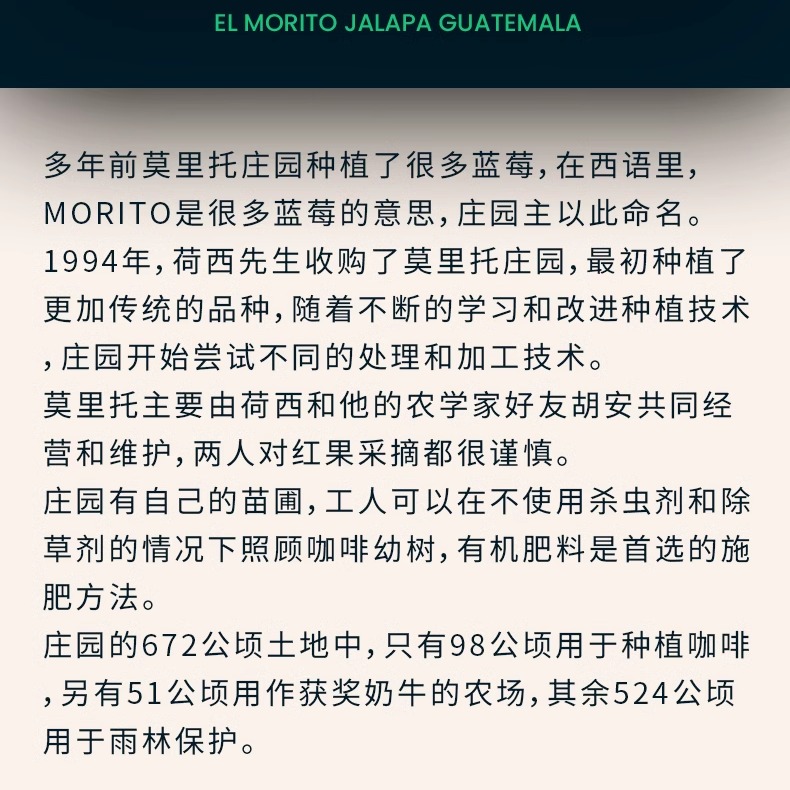 多听咖啡危地马拉莫里托COE获奖庄园玛卡达米亚地块水洗瑰夏150克 - 图2