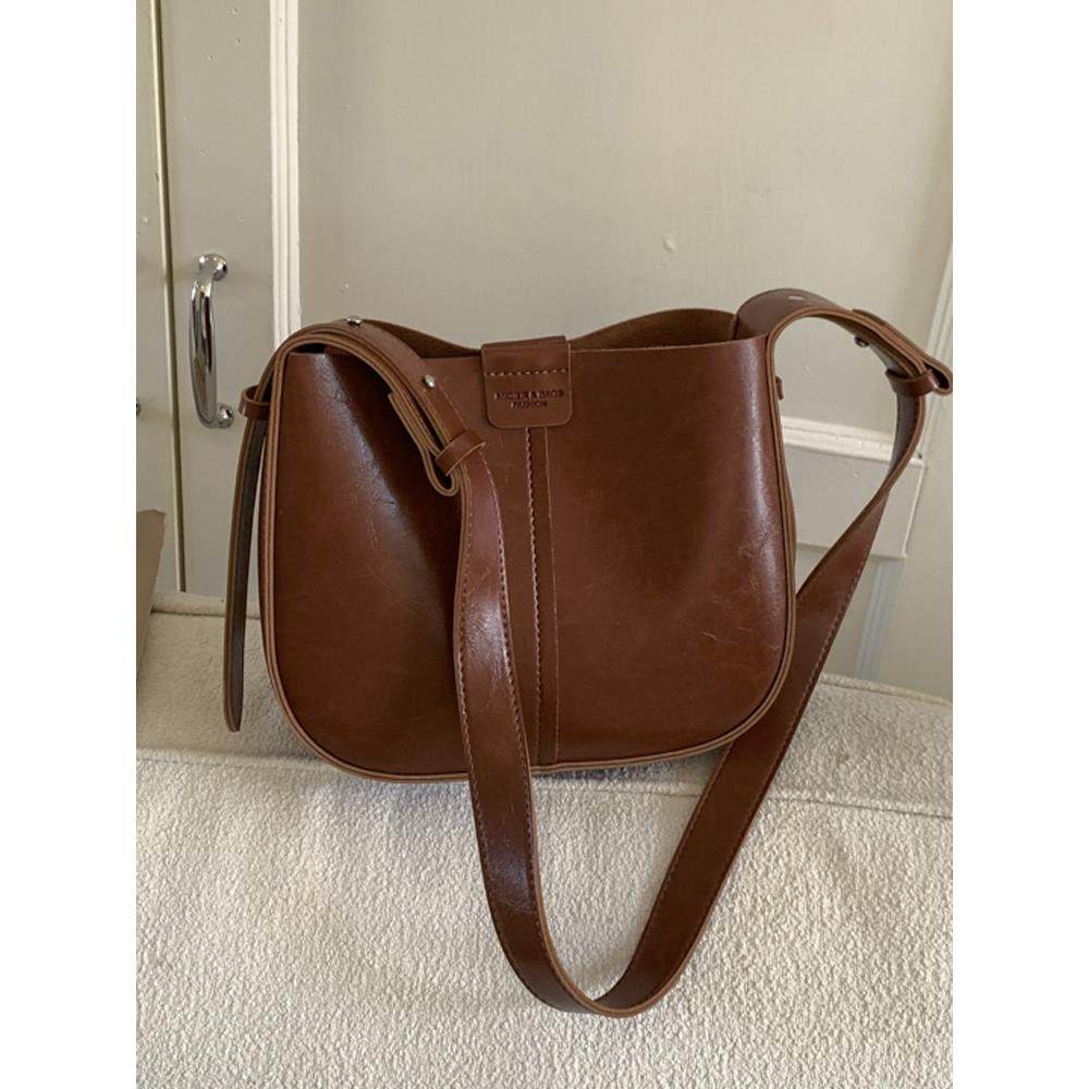 极简大水桶包包女2025新款高级感单肩腋下包时尚油蜡皮通勤托特包,淘宝优惠券,粉丝福利购,淘宝优惠卷