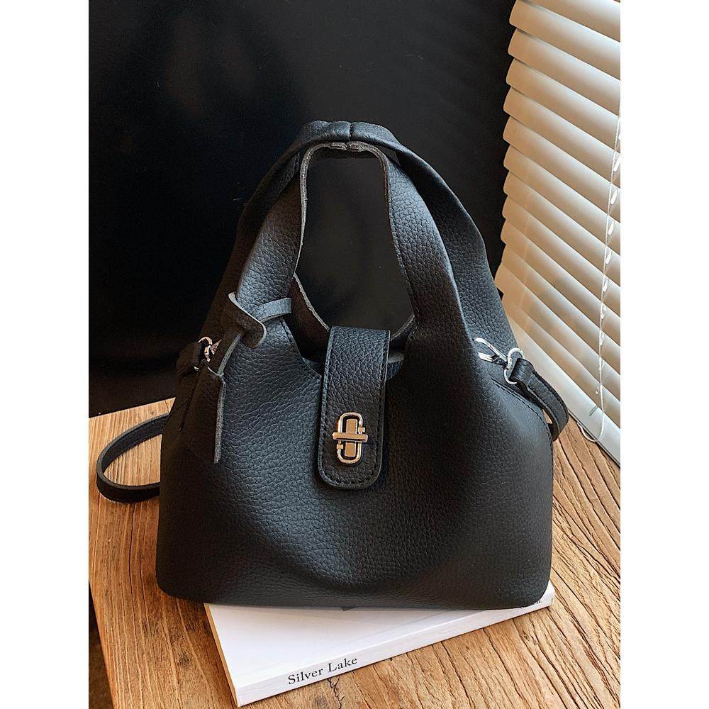 韩版复古手提水桶包女2025冬季新款日常休闲单肩包小众通勤斜挎包,淘宝优惠券,粉丝福利购,淘宝优惠卷