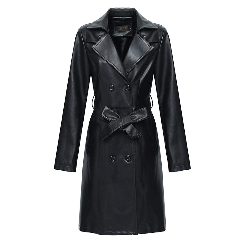 高端品质2025秋季中年女皮衣中长款时尚休闲皮风衣大码显瘦皮外套,淘宝优惠券,粉丝福利购,淘宝优惠卷