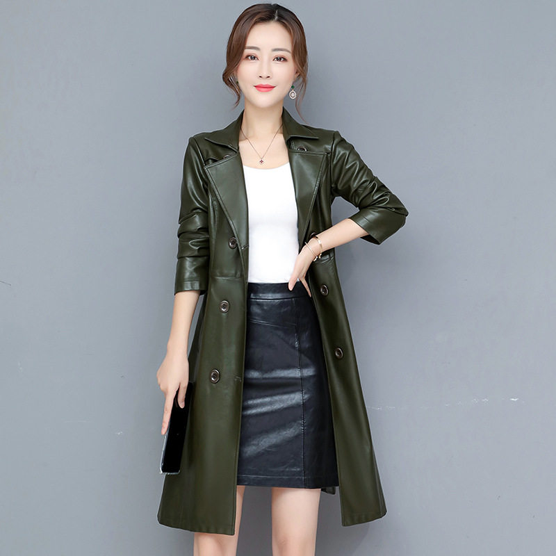 高端品质2025秋季中年女皮衣中长款时尚休闲皮风衣大码显瘦皮外套,淘宝优惠券,粉丝福利购,淘宝优惠卷