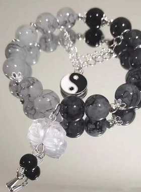 新中式骷髅猫咪陶瓷编织绳手链