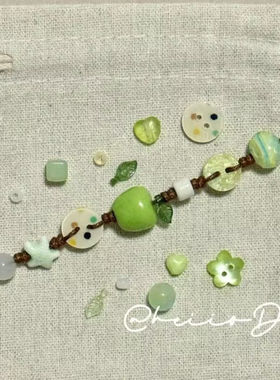 2025青苹果乐园小众设计手工编绳彩色串珠手链可爱甜美小清新手绳