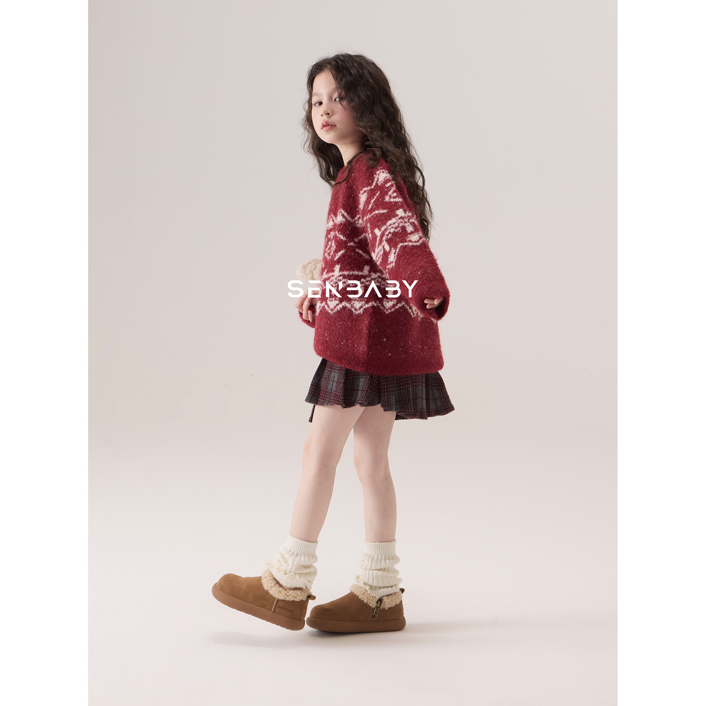 【现货】senbaby童装女童圣诞风针织衫2025新年儿童套头毛衣,淘宝优惠券,粉丝福利购,淘宝优惠卷