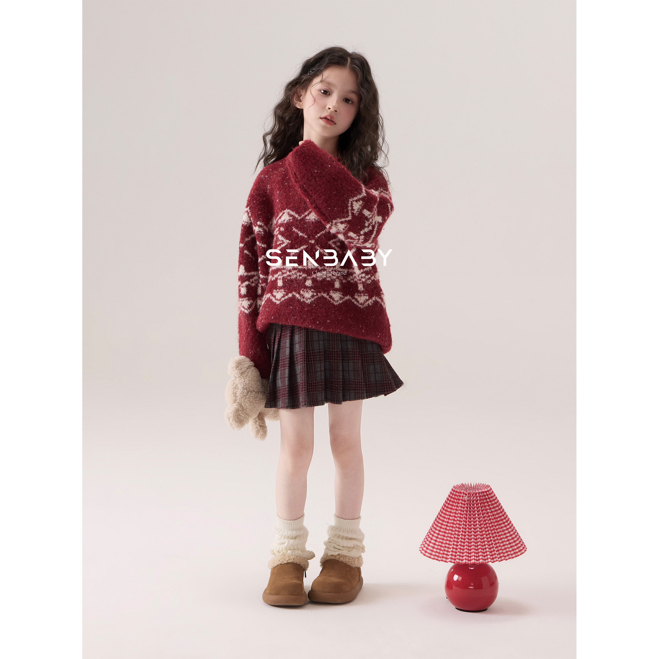 【现货】senbaby童装女童圣诞风针织衫2025新年儿童套头毛衣,淘宝优惠券,粉丝福利购,淘宝优惠卷