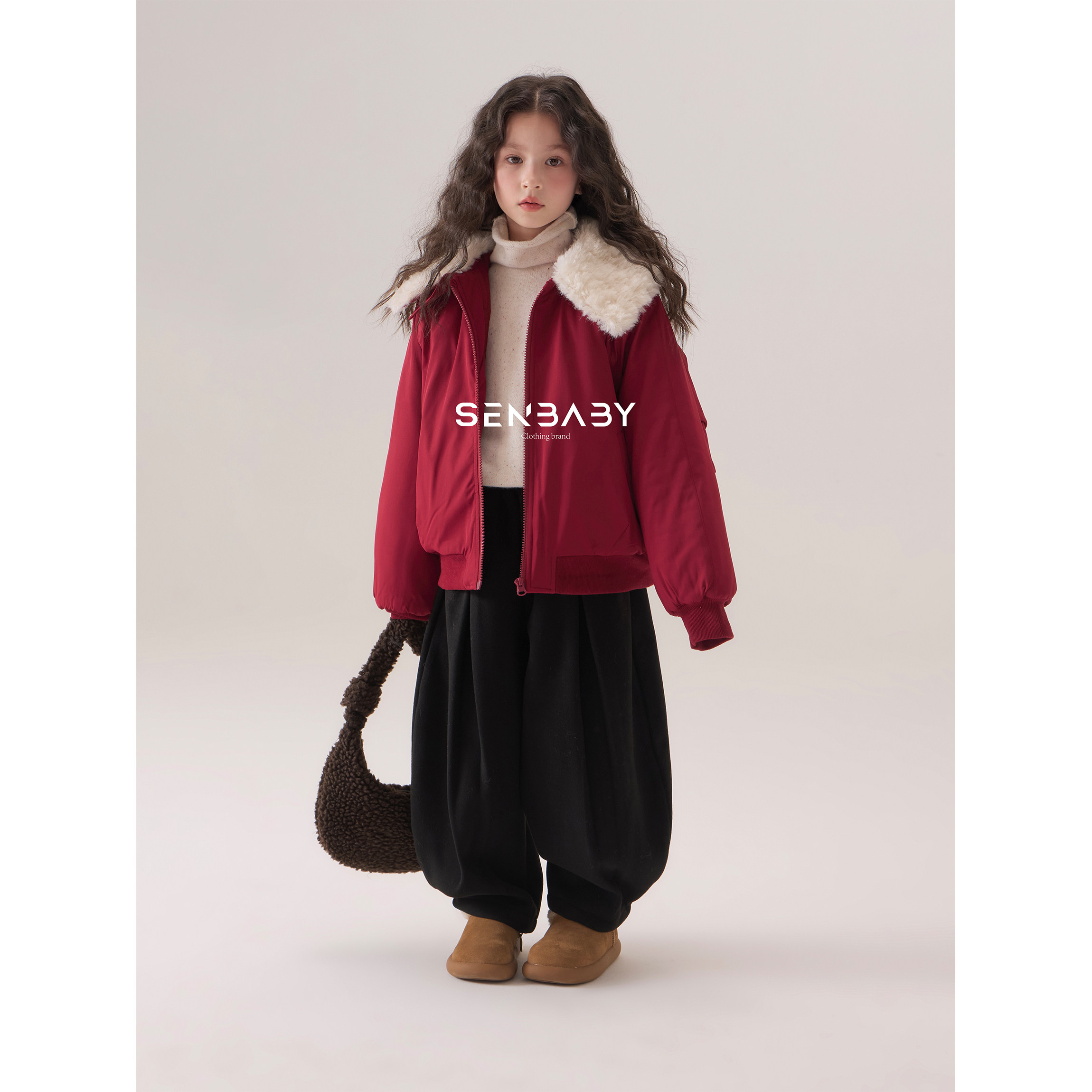 【现货】senbaby童装女童拉链外套冬装儿童红色翻毛领棉服,淘宝优惠券,粉丝福利购,淘宝优惠卷