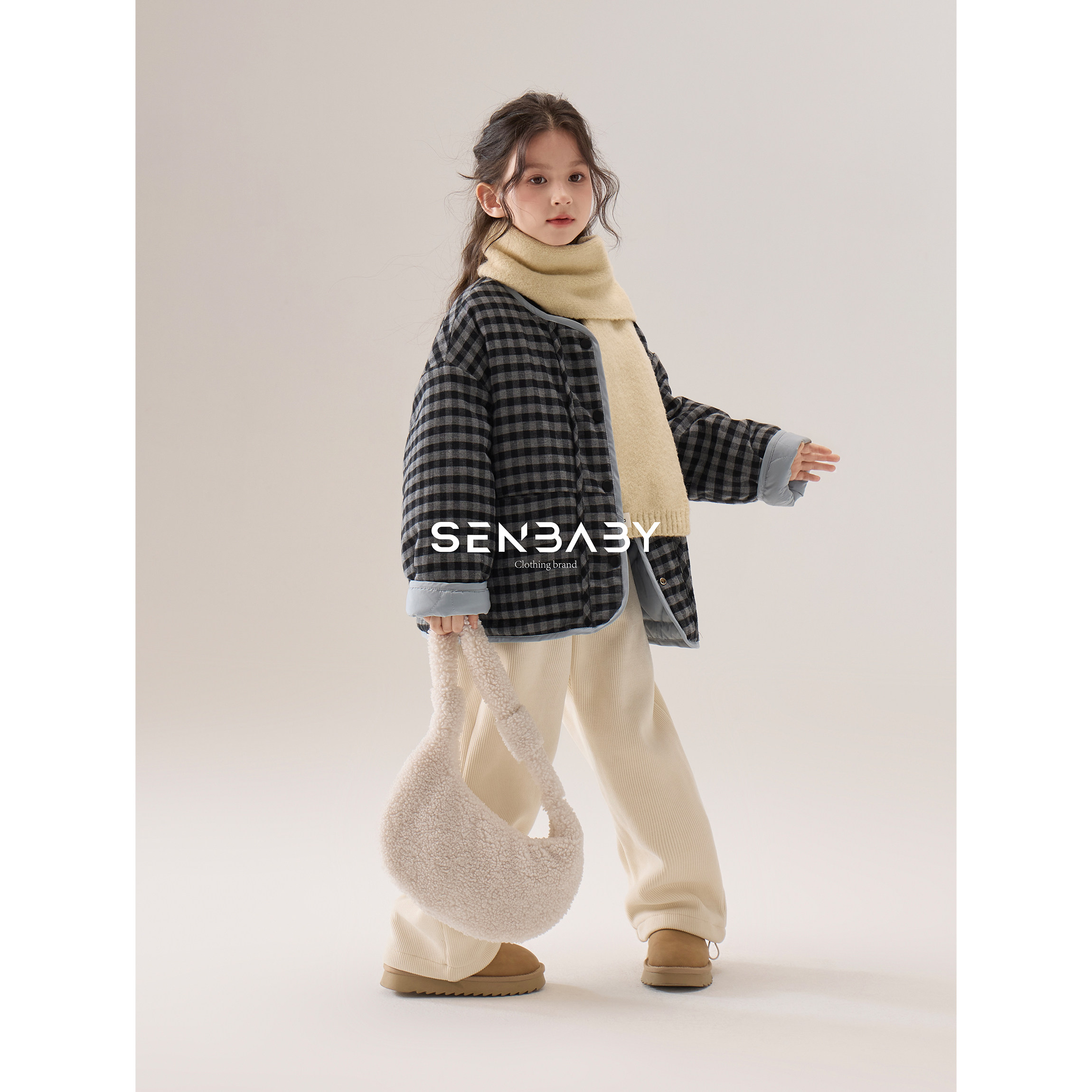 【现货双面穿配围脖】senbaby童装冬装女童棉衣外套两面穿棉服,淘宝优惠券,粉丝福利购,淘宝优惠卷