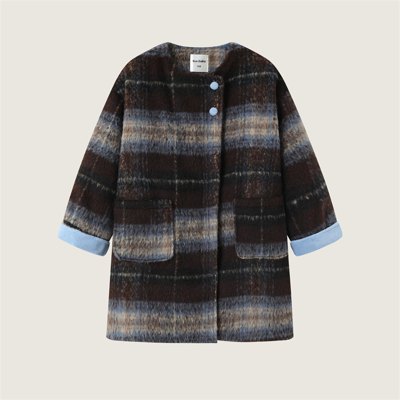 senbaby童装冬装儿童过年毛呢外套女童加棉呢子大衣格子大衣,淘宝优惠券,粉丝福利购,淘宝优惠卷