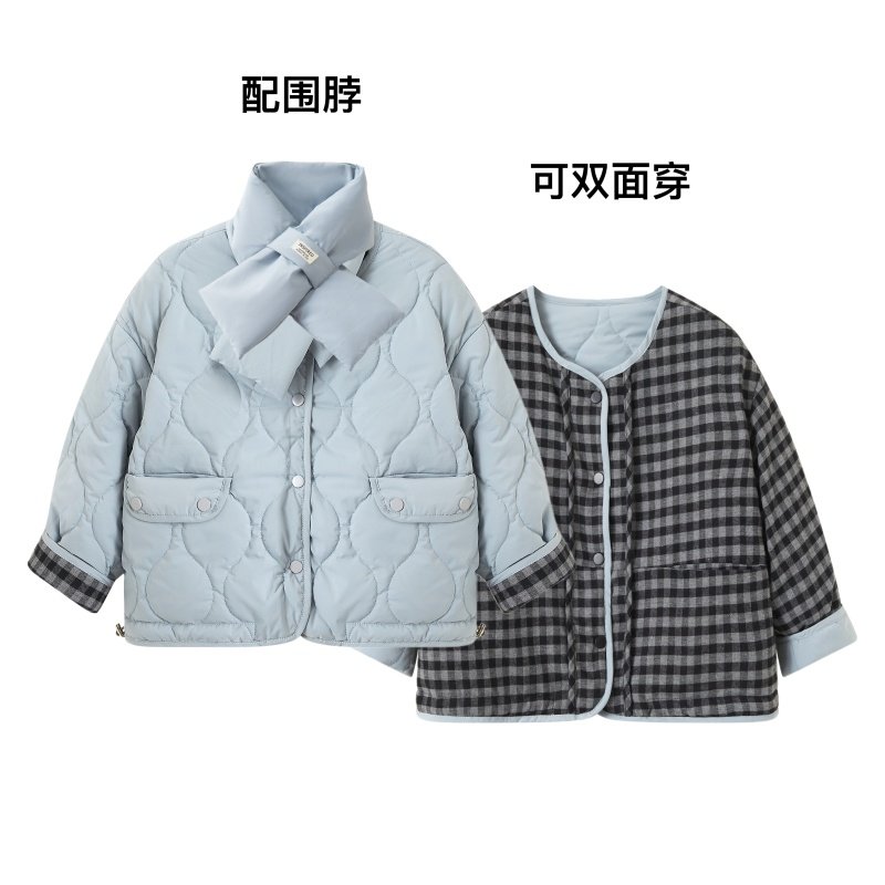 【现货双面穿配围脖】senbaby童装冬装女童棉衣外套两面穿棉服,淘宝优惠券,粉丝福利购,淘宝优惠卷